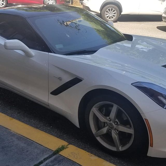 white corvette with window tint